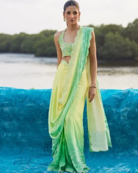 Farah Talib Aziz Mayna Festive Luxe Pret - Celeste