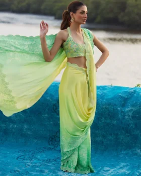 Farah Talib Aziz Mayna Festive Luxe Pret - Celeste