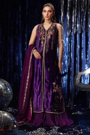 Farah Talib Aziz Velvet Fete - Amima Aubergine