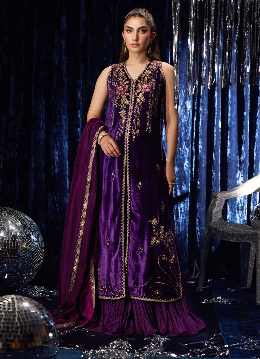 Farah Talib Aziz Velvet Fete - Amima Aubergine
