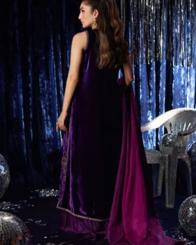 Farah Talib Aziz Velvet Fete - Amima Aubergine