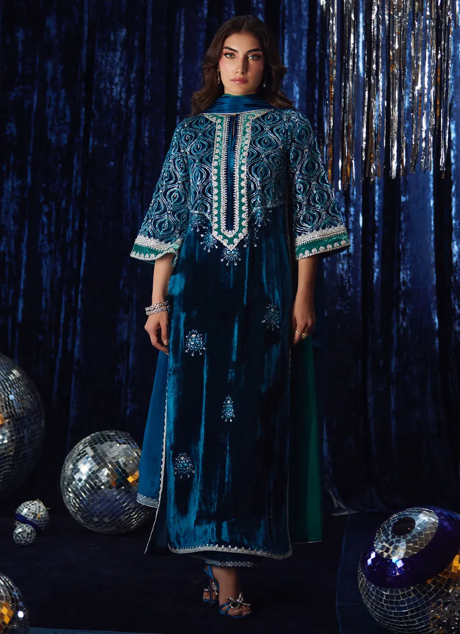 Farah Talib Aziz Velvet Fete - Teen Teal
