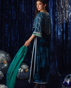 Farah Talib Aziz Velvet Fete - Teen Teal
