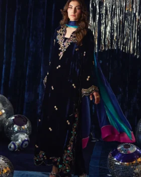 Farah Talib Aziz Velvet Fete - Valeh Navy