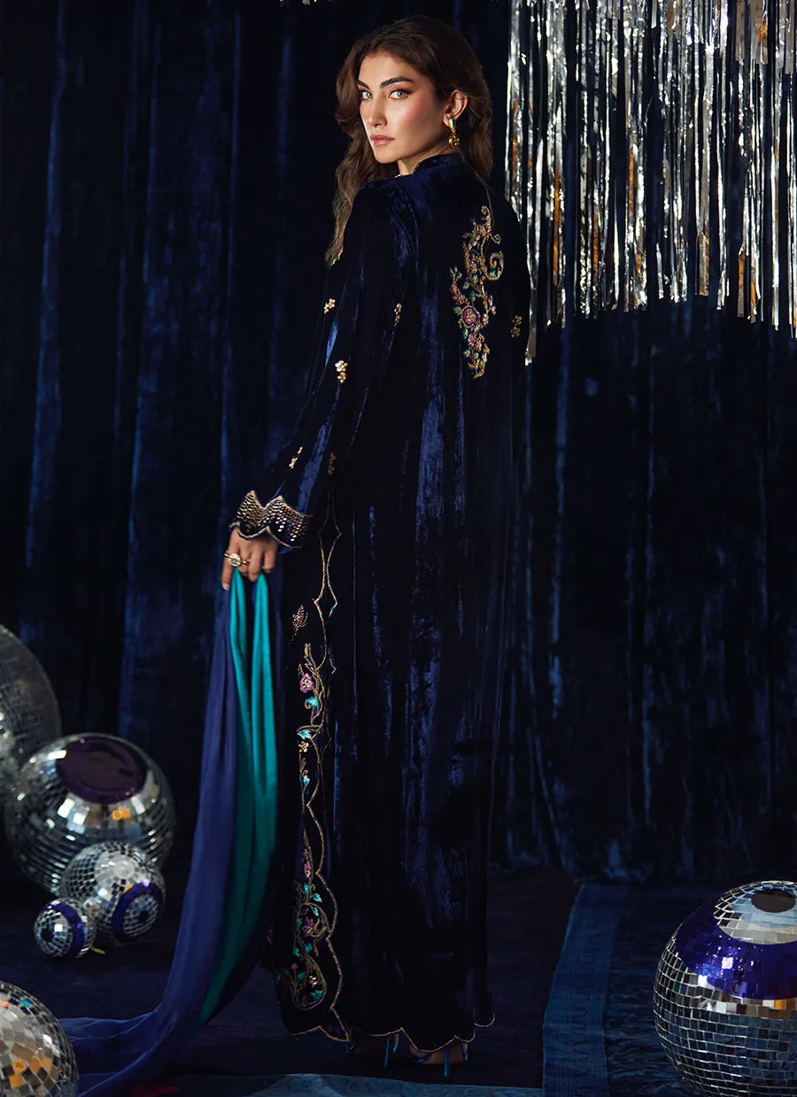 Farah Talib Aziz Velvet Fete - Valeh Navy