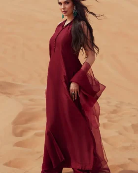 Zainab Salman Silk Solids 26 - Cherry Rouge